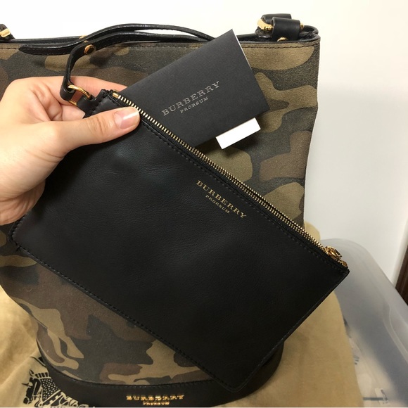 Burberry Prorsum Suede Camouflage Bucket Bag - Picture 2 of 8